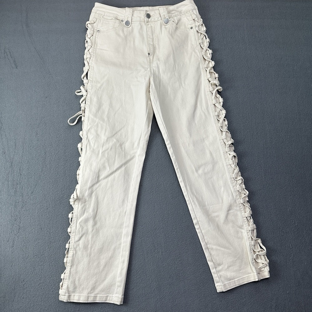 HABITUAL Cable Ankle Straight Leg Jean in Ecru Size 8/29 Cream